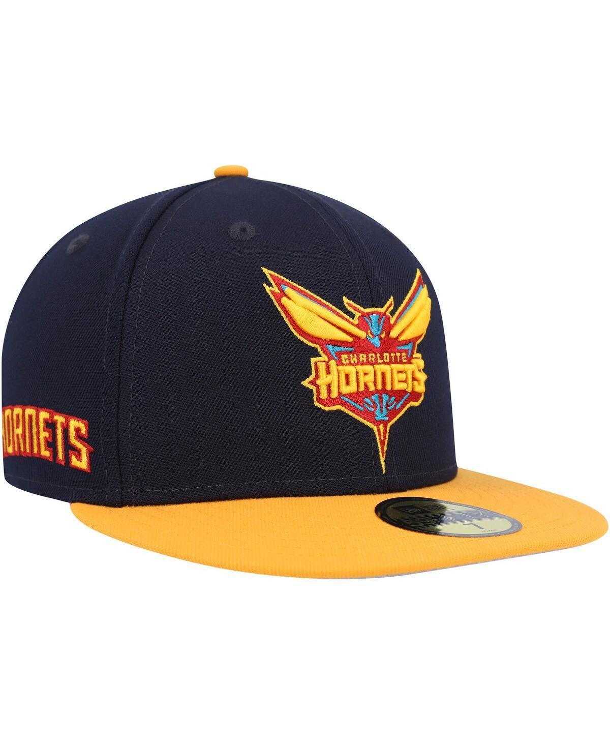 Mens New Era Navy/Gold Charlotte Hornets Midnight 59FIFTY Fitted Hat Chr Blue Product Image