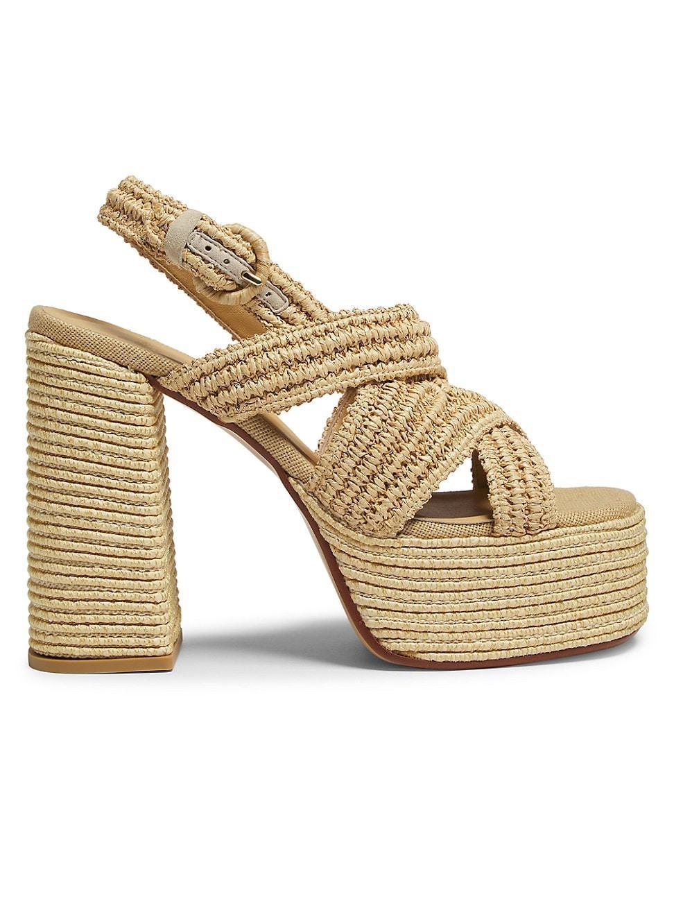 Womens Fulvia 130MM Raffia Platform Sandals Product Image