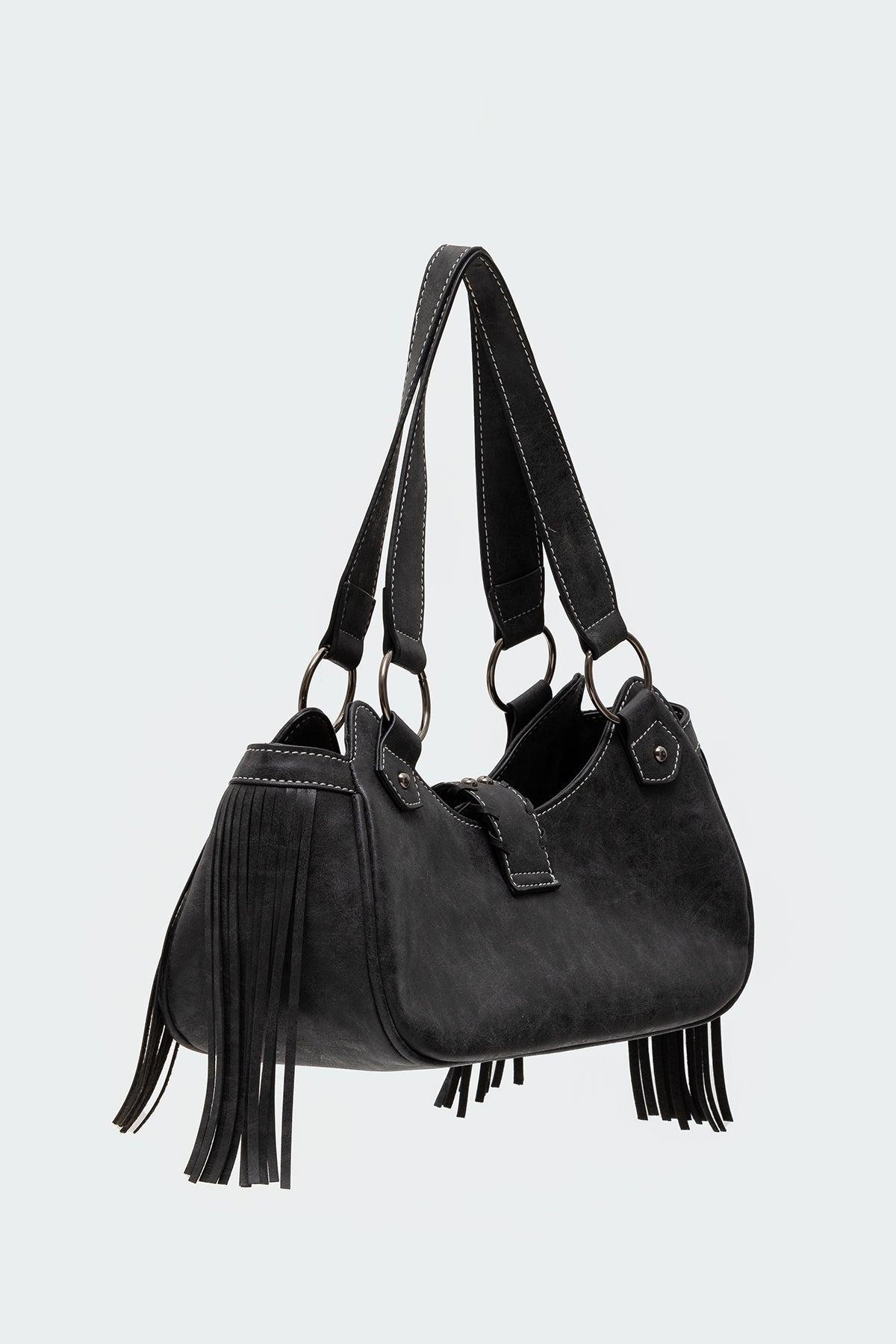 Shterna Fringed Faux Leather Sueded Bag Product Image