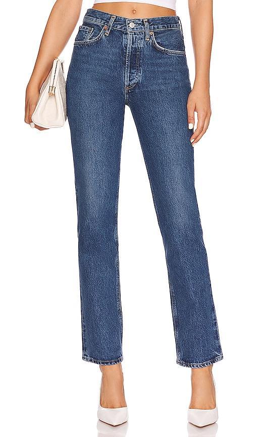 AGOLDE Lana Mid Rise Straight in Denim-Medium. Size 23, 24, 27, 28, 29, 30, 31, 32, 33. Product Image