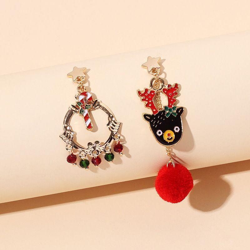 Asymmetrical Christmas Pom Pom Drop Earring Product Image