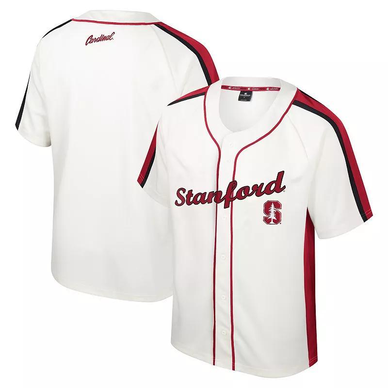 Colosseum Mens Cream Stanford Cardinal Ruth Button-Up Baseball Jersey - Cream Product Image