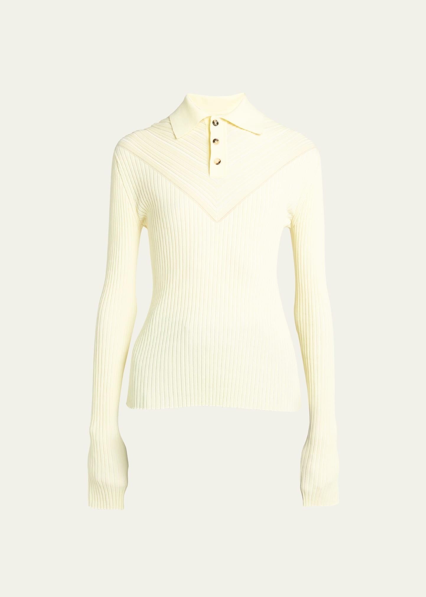 Womens Long-Sleeve Cotton-Blend Polo Product Image