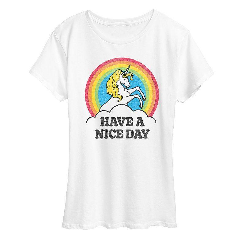 Womens Unicorn Have A Nice Day Graphic Tee Product Image