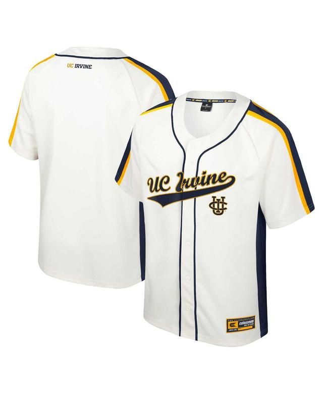 Mens Colosseum Cream Distressed Uc Irvine Anteaters Ruth Button-Up Baseball Jersey - Cream Product Image