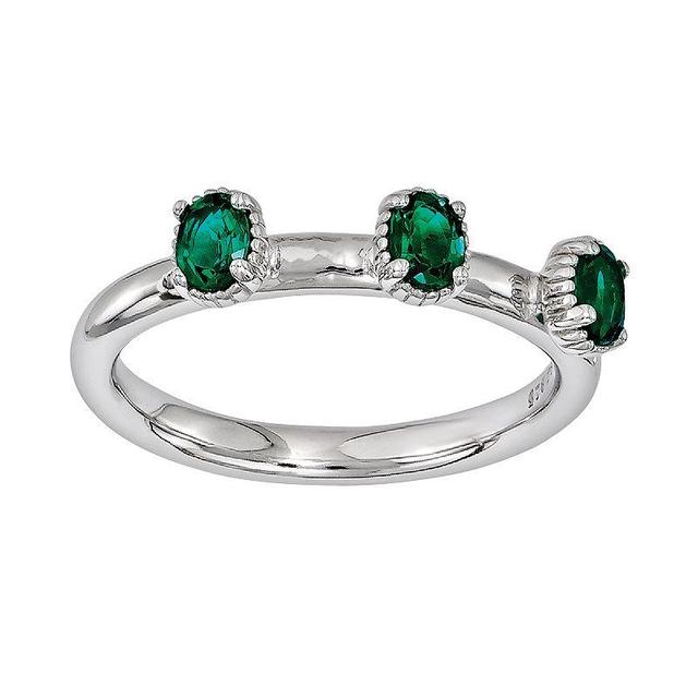 Stacks & Stones Sterling Silver Lab-Created Emerald Stack Ring, Womens Green Product Image