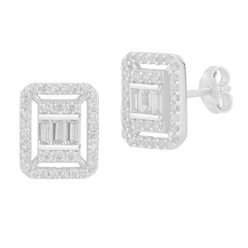 Sunkissed Sterling Cubic Zirconia Cluster Stud Earrings, Womens, Silver Tone Product Image