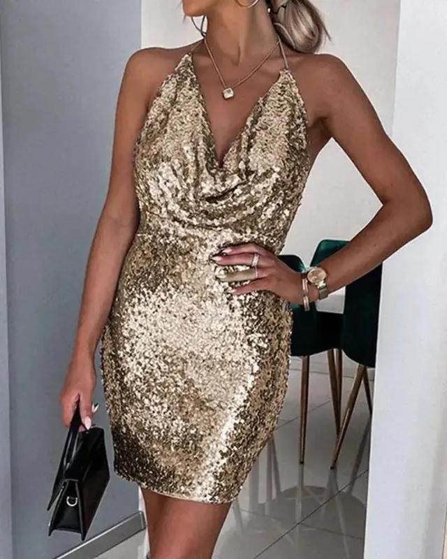 Olivia Mark – Back Sequin Dress with Zipper Product Image