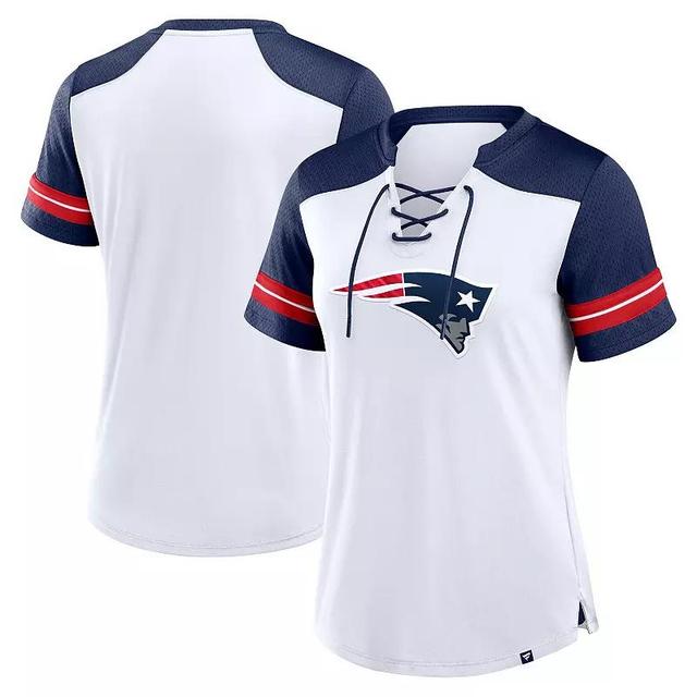 Womens Fanatics /Navy New England Patriots Foiled Primary Lace-Up T-Shirt Product Image