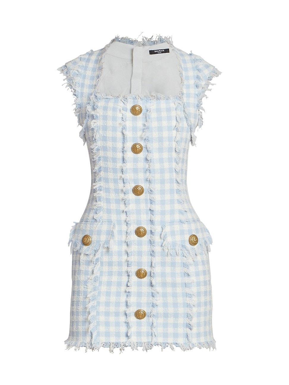 Womens Vichy Tweed Gingham Minidress Product Image