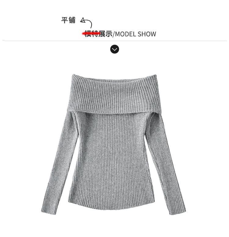 Flip-Over Off-Shoulder Ribbed-Knit Top Product Image