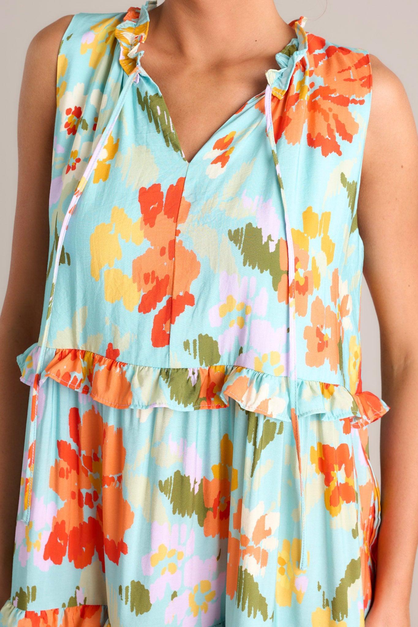 Blossom Breeze Sky Blue Multi Floral Maxi Dress Product Image