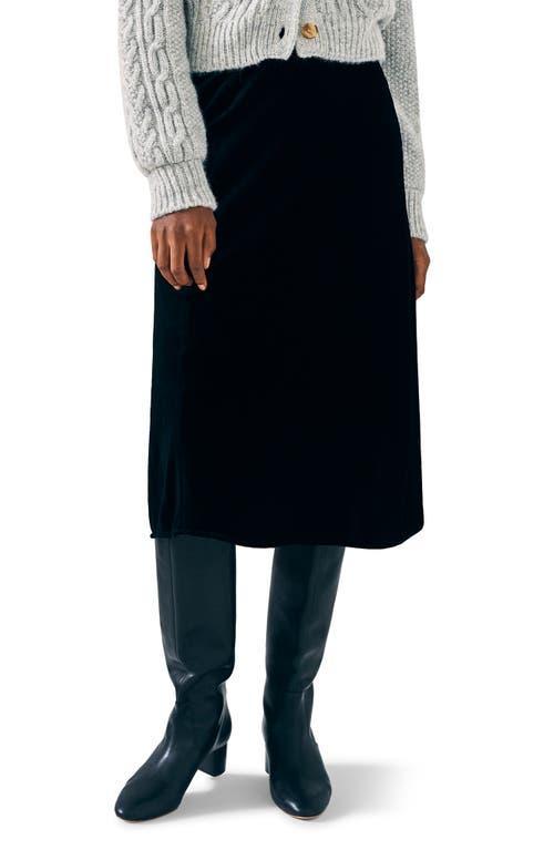 Faherty Stretch Velvet Midi Skirt Product Image