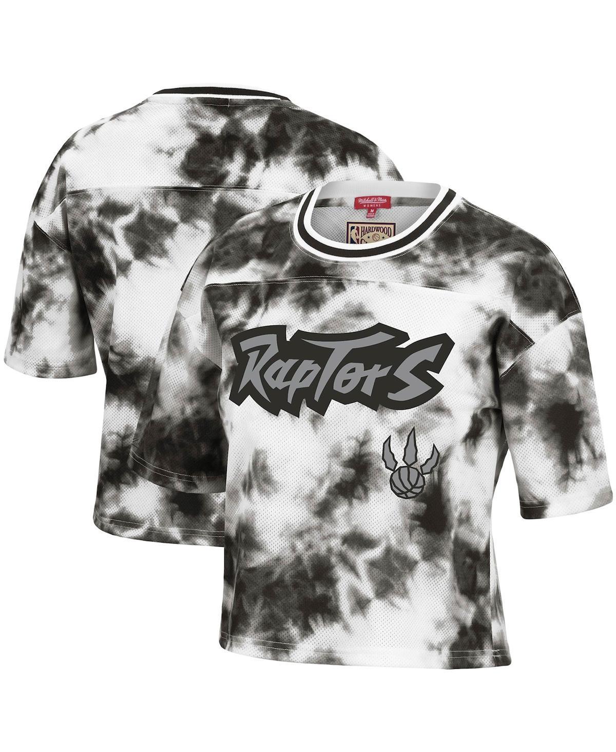 Womens Mitchell & Ness Black/White Toronto Raptors Hardwood Classics Tie-Dye Cropped T-Shirt Product Image