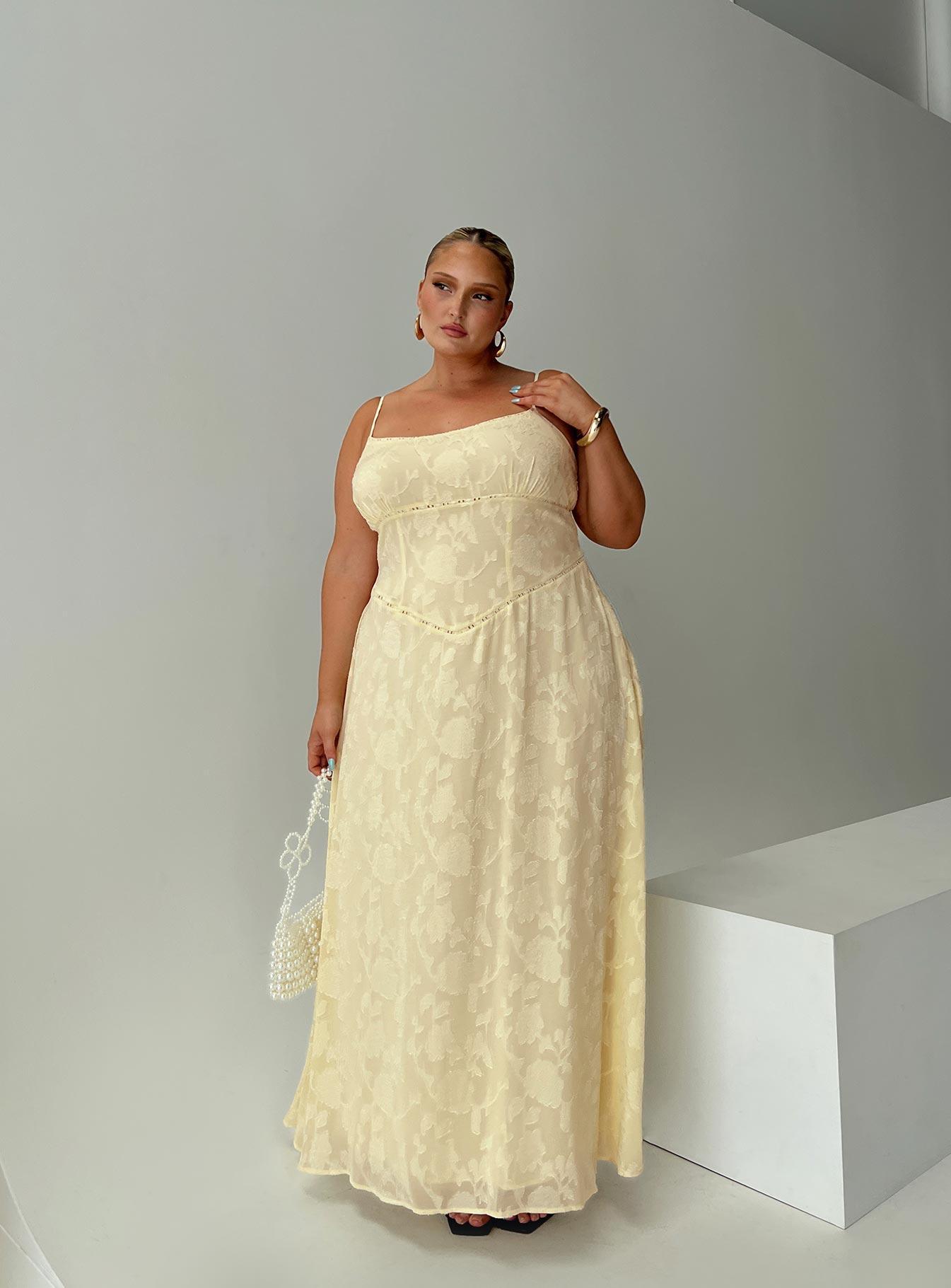 South Of France Maxi Dress Yellow Curve Product Image