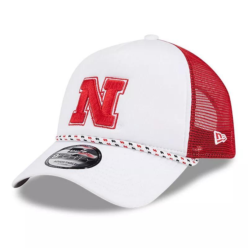 Mens New Era /Scarlet Nebraska Huskers Court Sport Foam A-Frame 9FORTY Adjustable Trucker Hat Product Image