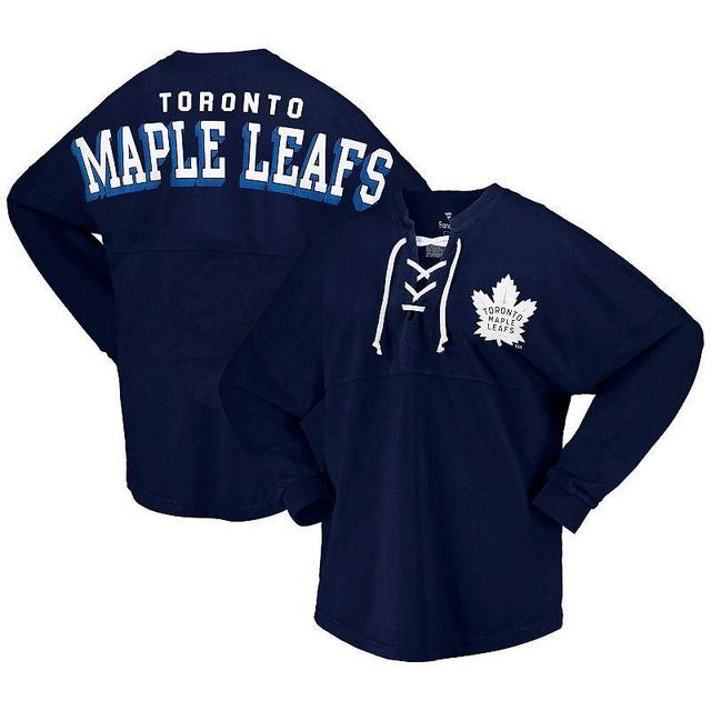 Womens Fanatics Branded Navy Toronto Maple Leafs Spirit Lace-Up V-Neck Long Sleeve Jersey T-Shirt Mpl Blue Product Image