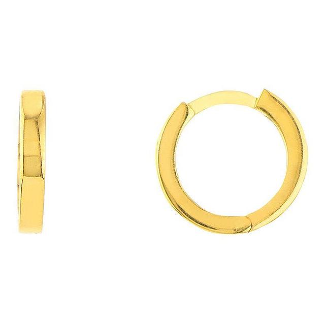 14k Gold Square Huggie Hoop Earrings, Womens, Yellow Product Image