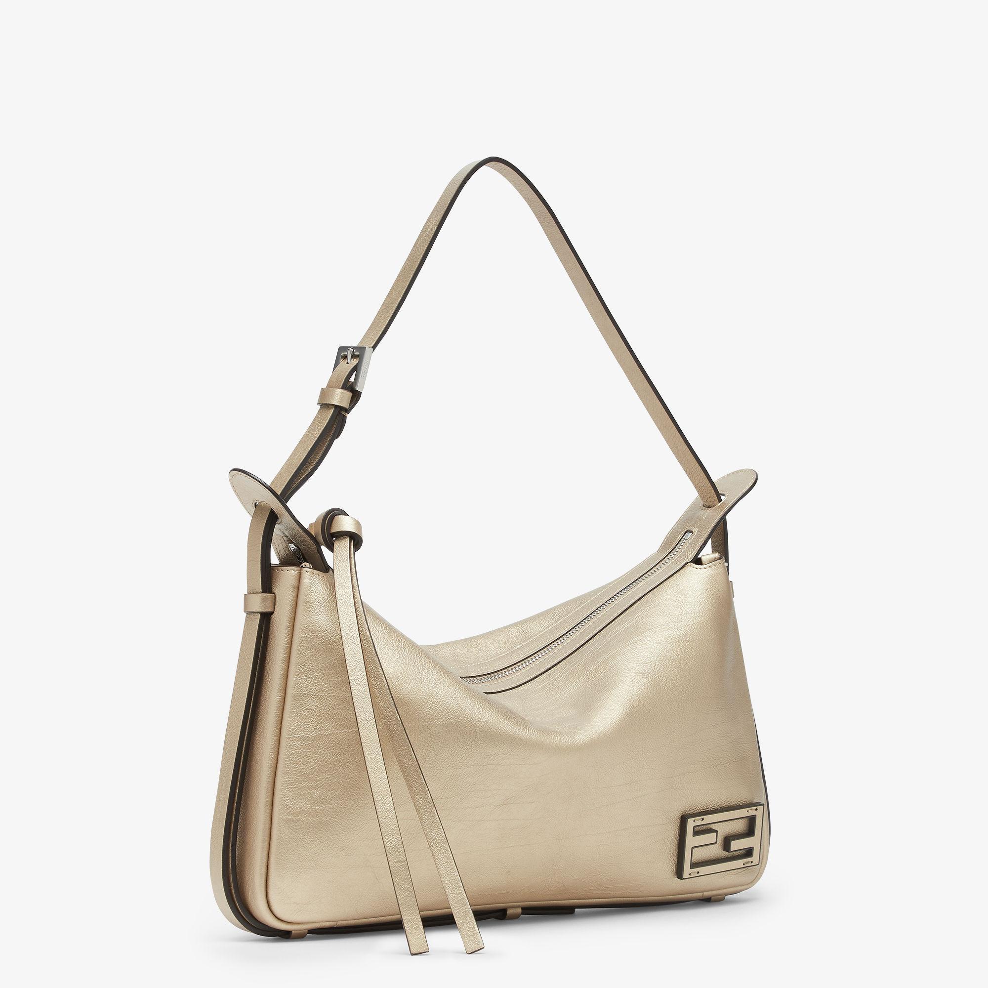 Simply Fendi MediumMetallic champagne-colored leather handbag Product Image