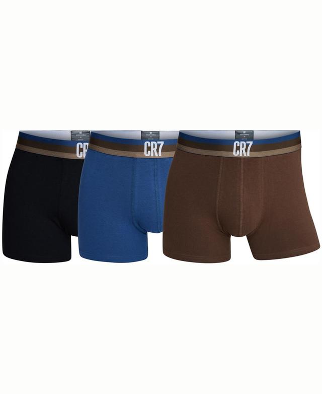 CR7 Mens Cotton Blend Trunks, Pack of 3 - Black, Blue Product Image