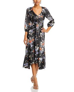 Cinq a Sept V Neck Ruched Midi Dress Product Image