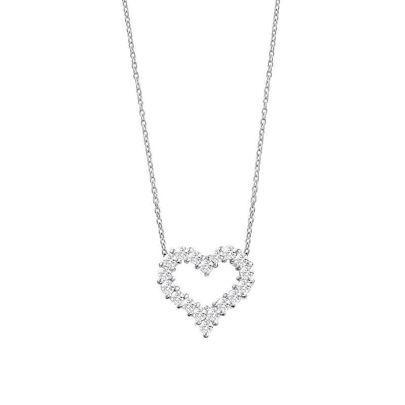 Main and Sterling Sterling Silver Cubic Zirconia Open Heart Necklace, Womens Silver Tone Product Image