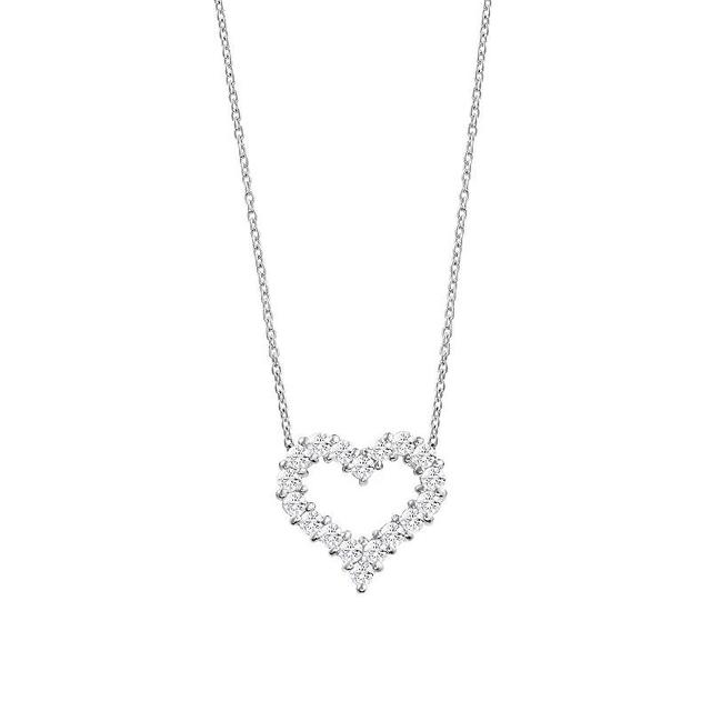 Main and Sterling Sterling Silver Cubic Zirconia Open Heart Necklace, Womens Silver Tone Product Image