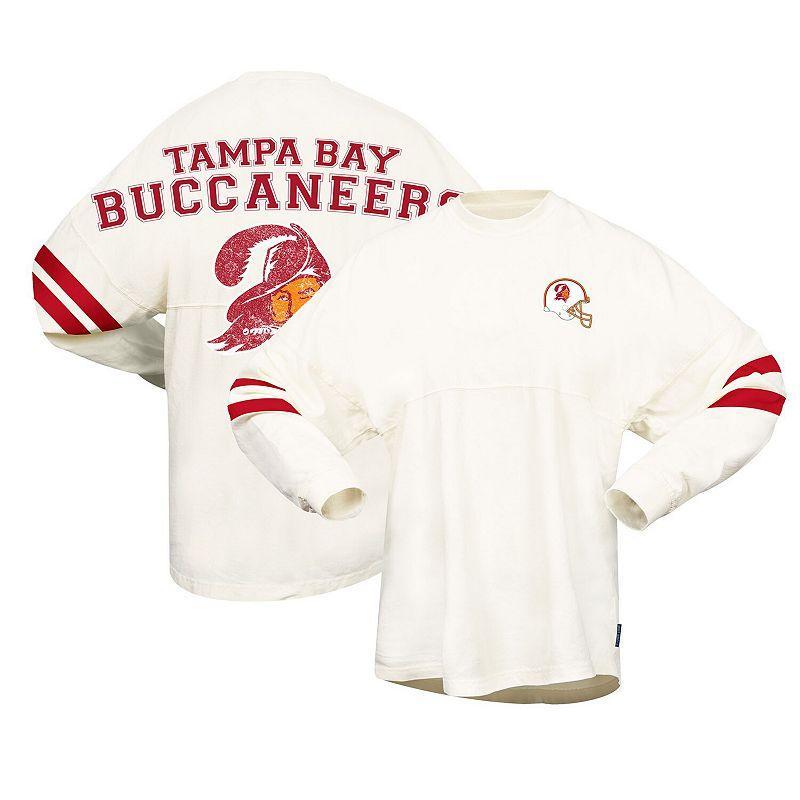 Womens Cream Distressed Tampa Bay Buccaneers Gridiron Classics Retro Spirit Jersey T-shirt Product Image