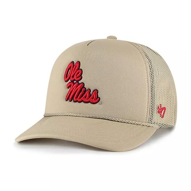 Mens 47 Brand Khaki Ole Miss Rebels Foam Front Mesh Trucker Snapback Hat Product Image