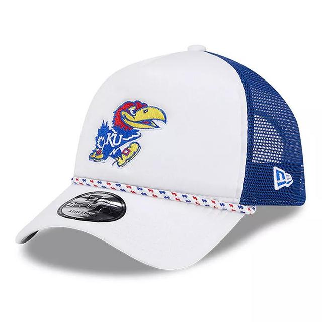 Mens New Era /Royal Kansas Jayhawks Court Sport Foam A-Frame 9FORTY Adjustable Trucker Hat Product Image