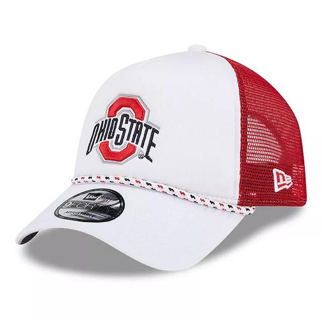 Mens New Era /Scarlet Ohio State Buckeyes Court Sport Foam A-Frame 9FORTY Adjustable Trucker Hat Product Image