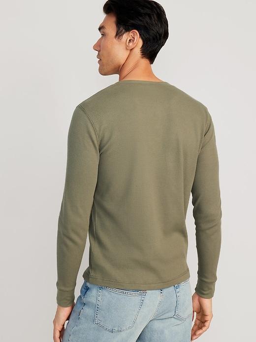 Waffle-Knit Henley T-Shirt Product Image