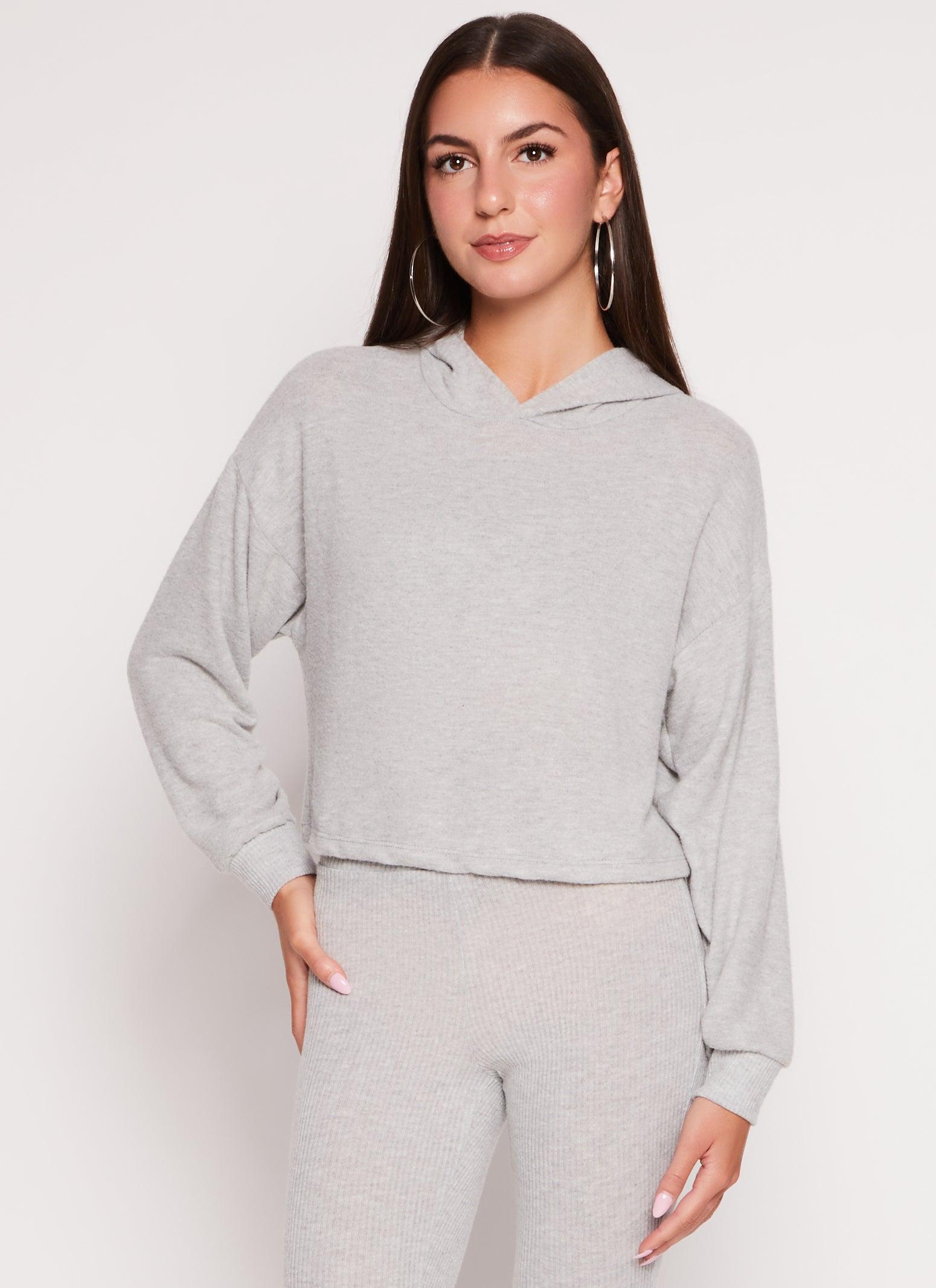 Womens Brushed Knit Cropped Sweatshirt Product Image