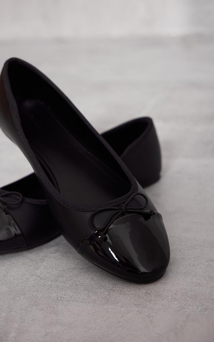 Black Bow Patent Toe Ballet Pumps Product Image