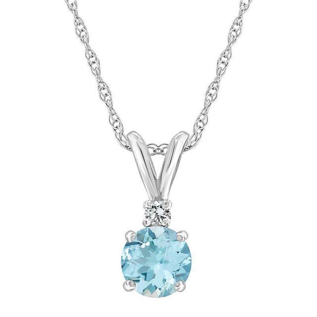 Blue Topaz (5/8 ct. t.w.) and Diamond Accent Pendant Necklace in 14K Yellow Gold or 14K White Gold Product Image