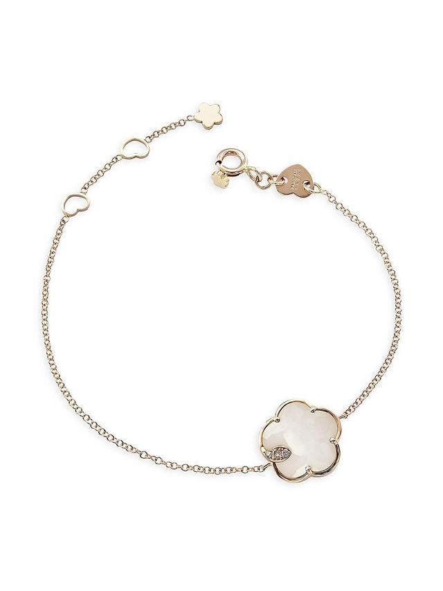 Womens Petit Joli 18K Rose Gold, White Agate, & Diamond Flower Charm Bracelet Product Image