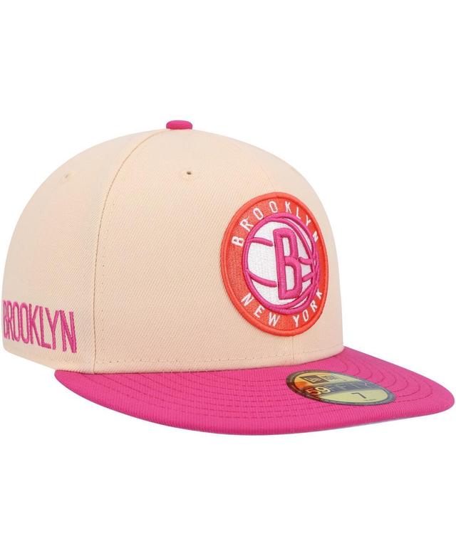 Mens New Era /Pink Brooklyn Nets Passion Mango 59FIFTY Fitted Hat Product Image