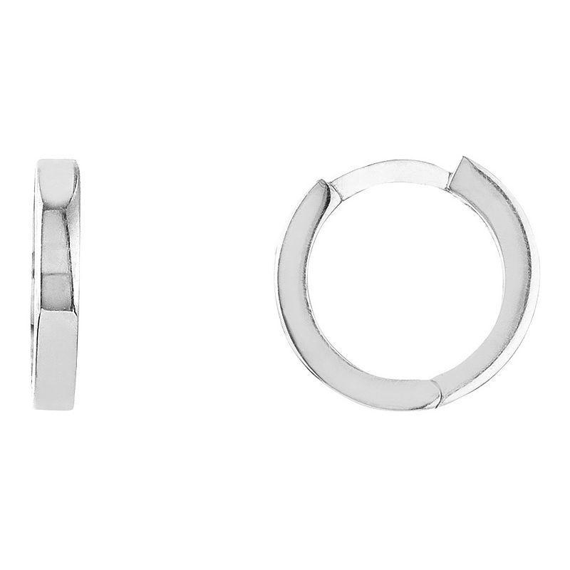 14k Gold Square Huggie Hoop Earrings, Womens, White Product Image