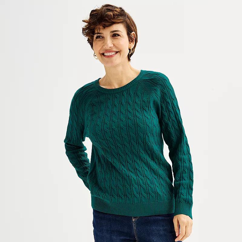 Petite Croft & Barrow The Extra Soft Cabled Crewneck Sweater, Womens Product Image