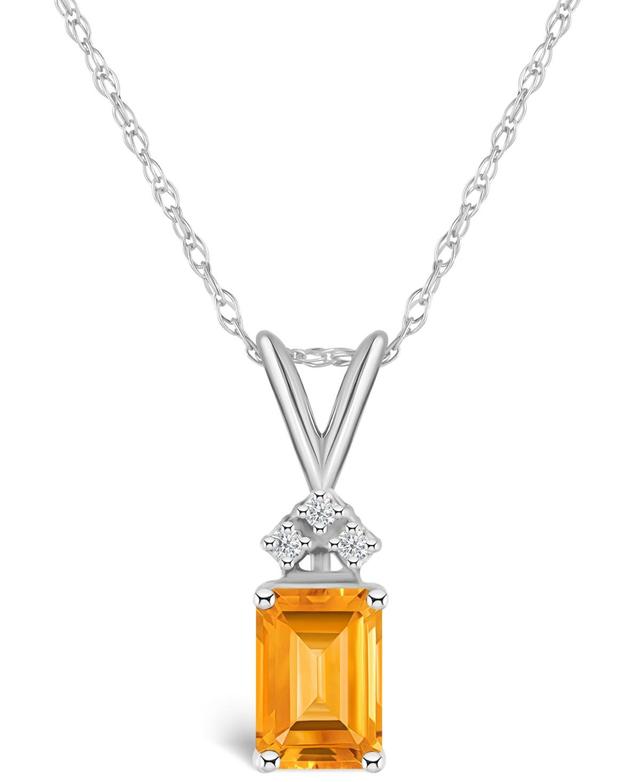 Belk & Co 14K Gold 7X5 Emerald Cut Citrine Diamond Accent Pendant Product Image