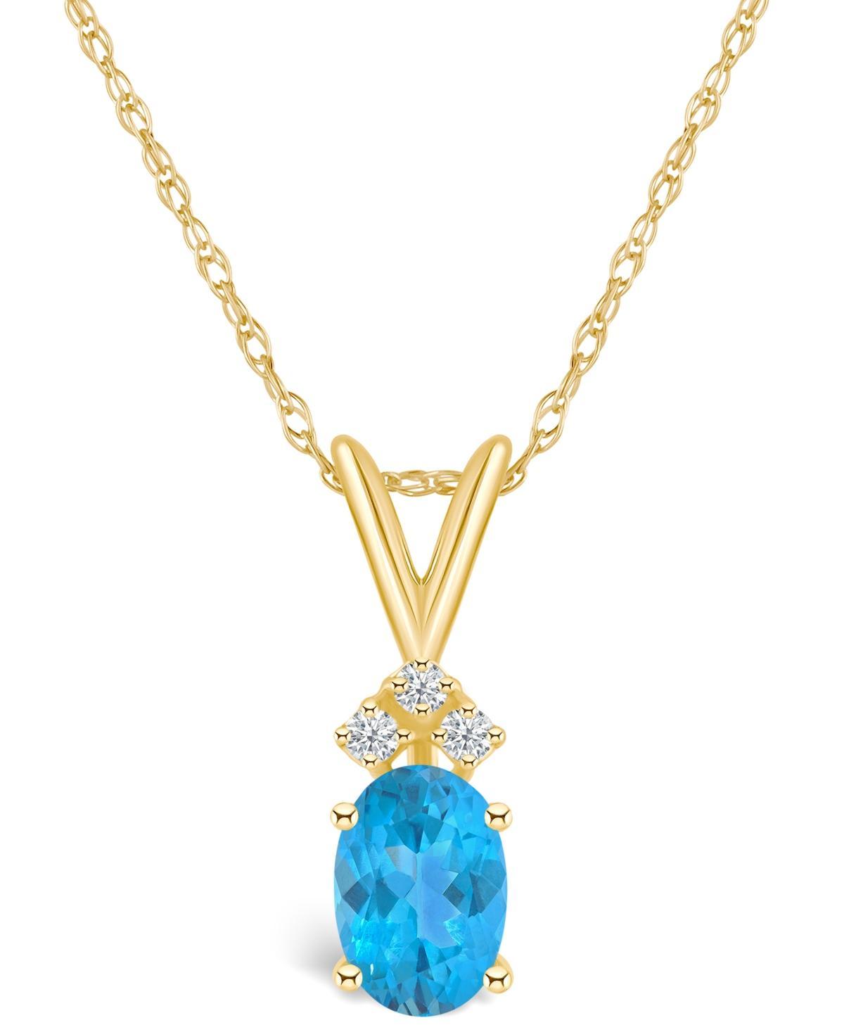 Celebration Gems 14k White Gold Gemstone & Diamond Accent Pendant Necklace, Womens Blue Topaz Product Image