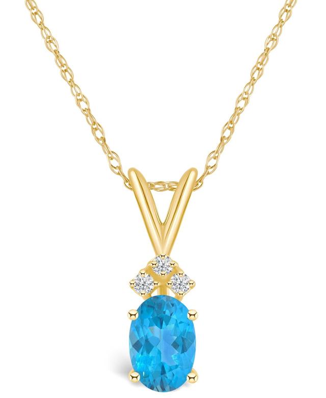 Celebration Gems 14k Gold Gemstone & Diamond Accent Pendant Necklace, Womens Blue Topaz Product Image