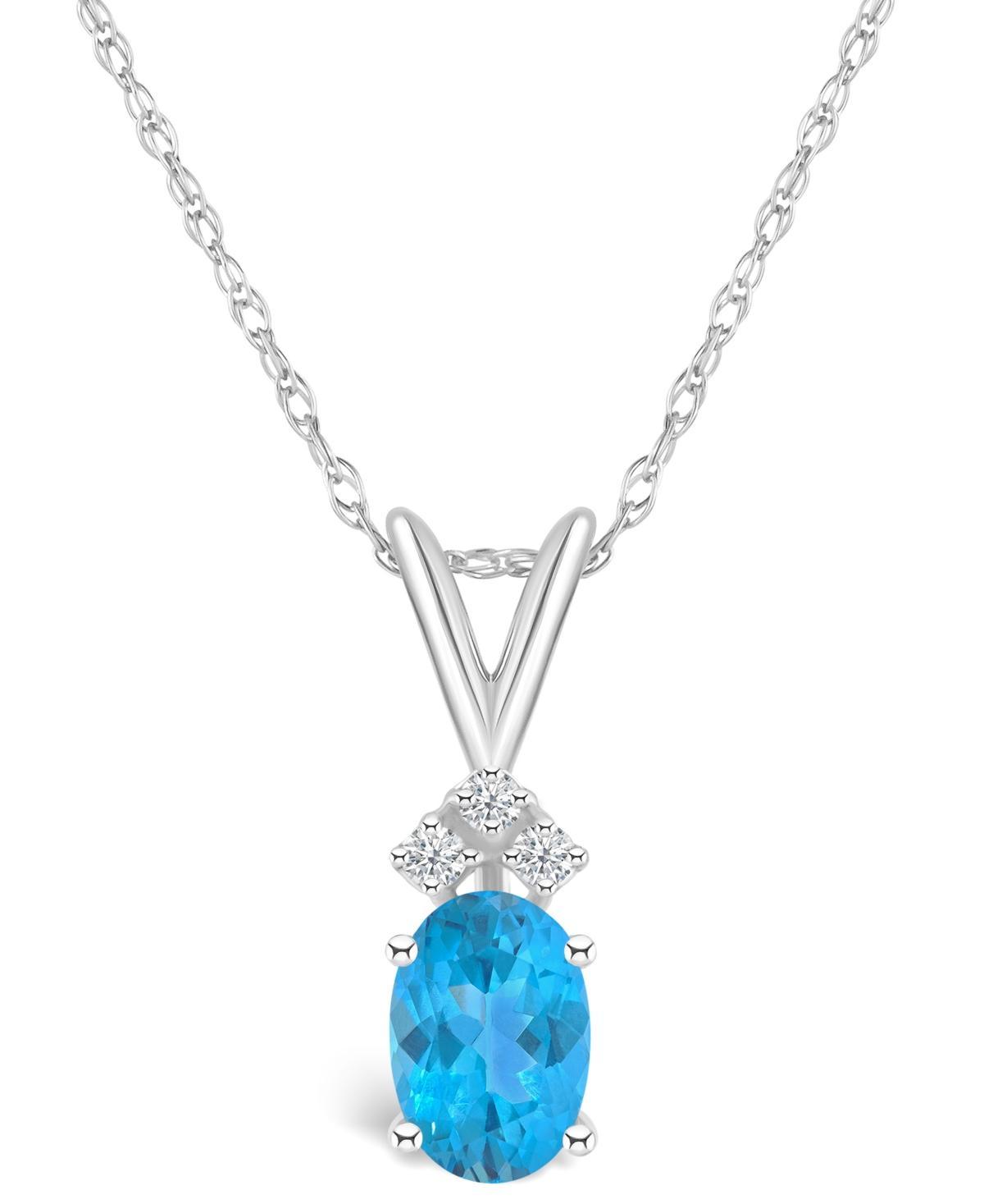 Celebration Gems 14k White Gold Gemstone & Diamond Accent Pendant Necklace, Womens Blue Topaz Product Image