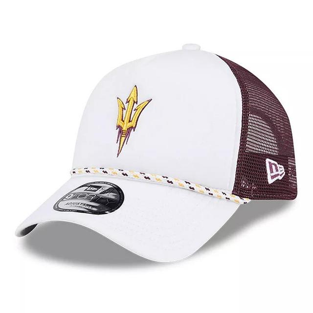 Mens New Era /Maroon Arizona State Sun Devils Court Sport Foam A-Frame 9FORTY Adjustable Trucker Hat Product Image