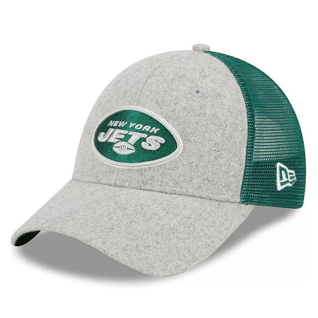 Mens New Era Heather Gray/Green New York Jets Pop Trucker 9FORTY Adjustable Hat Product Image