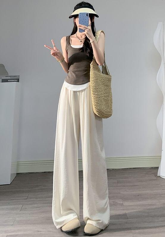 High Rise Plain Wide Leg Sweatpants Product Image