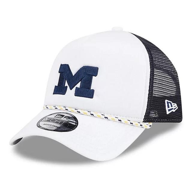 Mens New Era /Navy Michigan Wolverines Court Sport Foam A-Frame 9FORTY Adjustable Trucker Hat Product Image