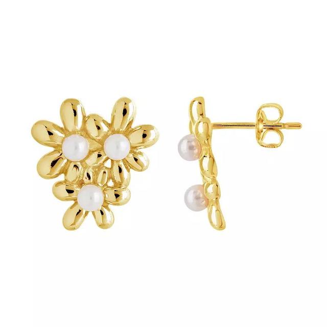 MC Collective Shell Pearl Flower Trio Stud Earrings, Womens, Gold Tone Product Image