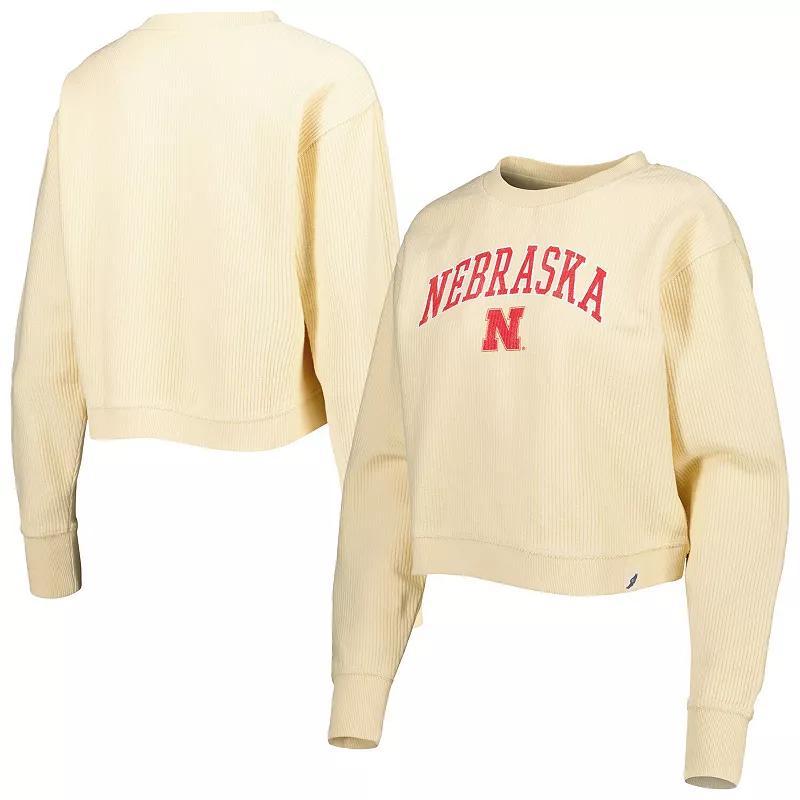 Womens League Collegiate Wear Cream Nebraska Huskers Classic Campus Corded Timber Sweatshirt Product Image