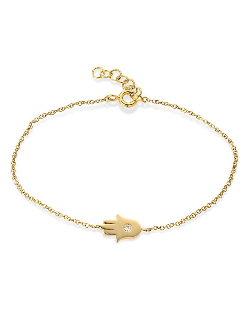 Zoe Lev 14K Yellow Gold Diamond Hamsa Bracelet Product Image